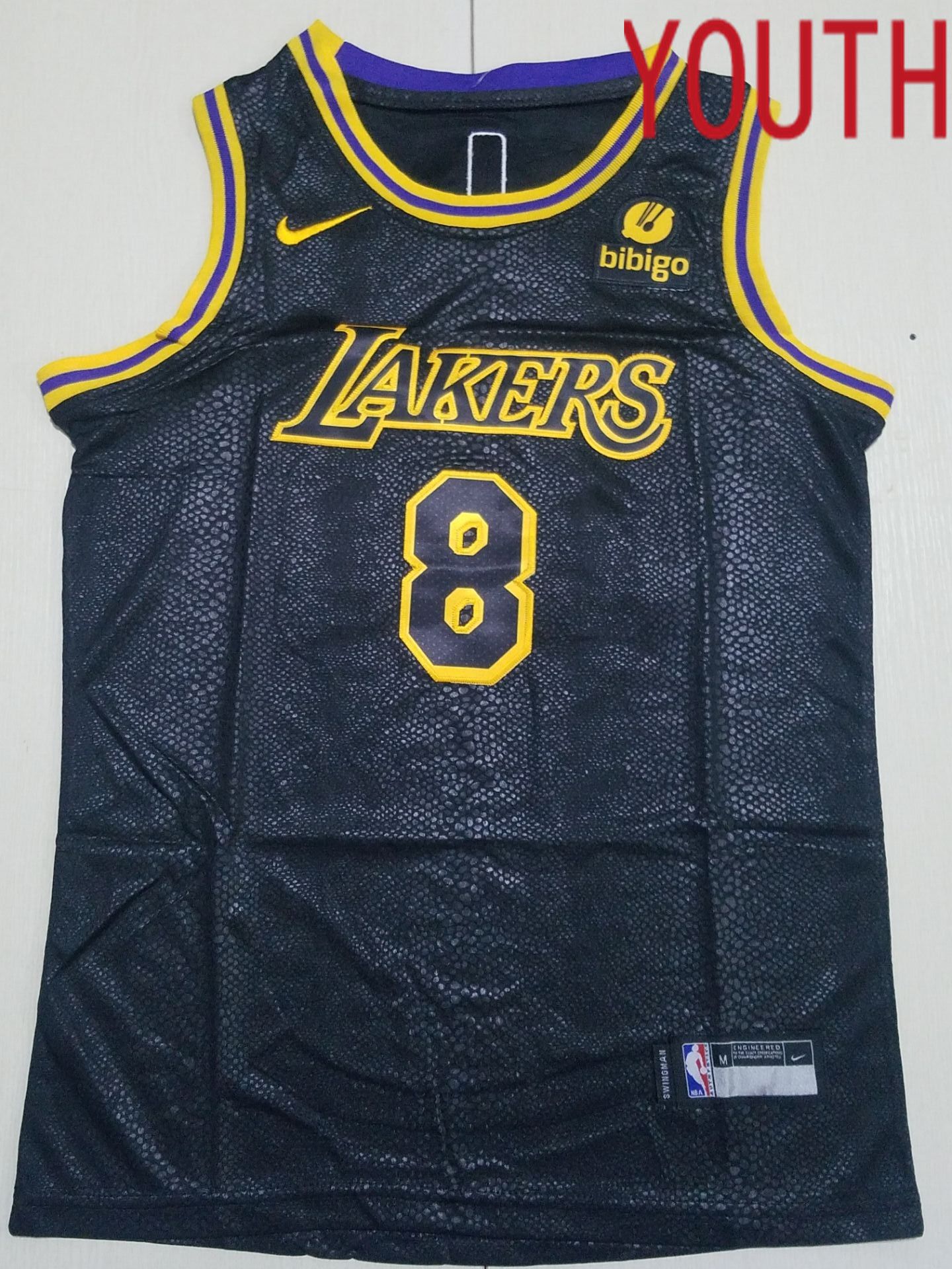 Youth Los Angeles Lakers 24 Bryant and 8 Black Nike 2022 NBA Jersey